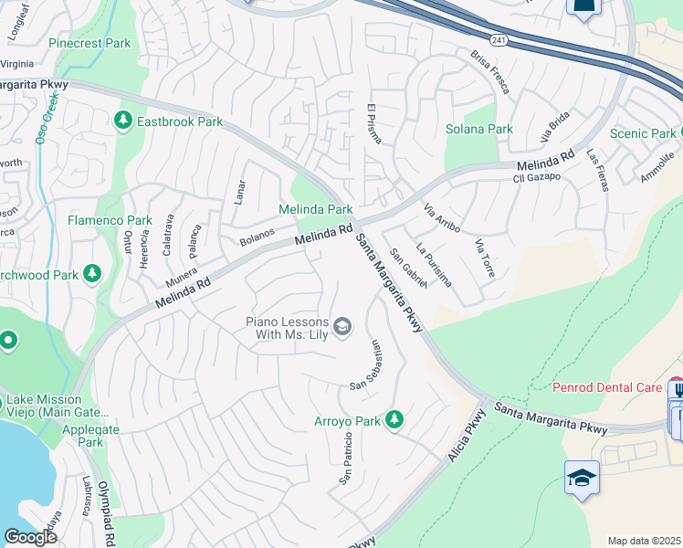 map of restaurants, bars, coffee shops, grocery stores, and more near 21982 Oak Grove in Mission Viejo