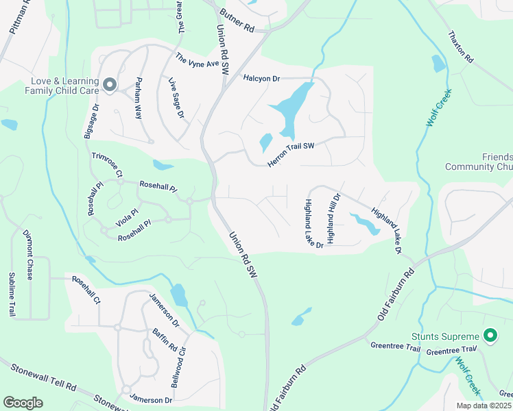 map of restaurants, bars, coffee shops, grocery stores, and more near 5364 Estates Drive in Atlanta
