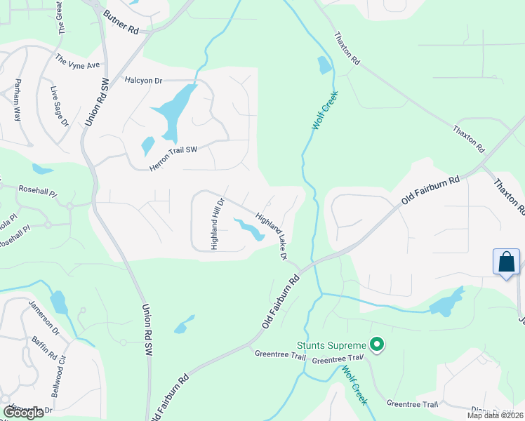map of restaurants, bars, coffee shops, grocery stores, and more near 400 Highland Lake View in College Park