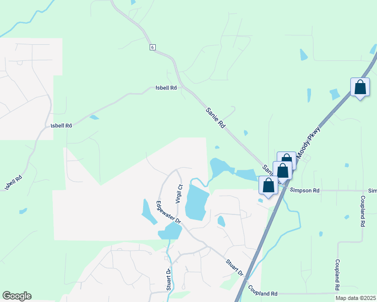 map of restaurants, bars, coffee shops, grocery stores, and more near 155 Edgewater Drive in Odenville