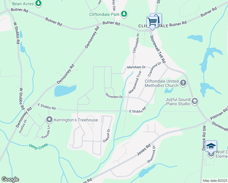map of restaurants, bars, coffee shops, grocery stores, and more near Snowden Pass in Atlanta