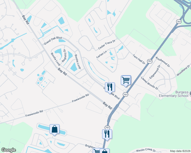 map of restaurants, bars, coffee shops, grocery stores, and more near 1578 Palmina Loop in Myrtle Beach