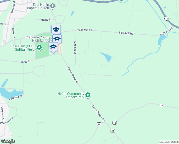 map of restaurants, bars, coffee shops, grocery stores, and more near 191 Murphy Drive in Heflin