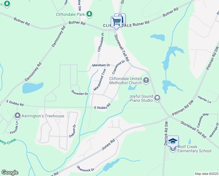 map of restaurants, bars, coffee shops, grocery stores, and more near 4110 Cranwood Drive in College Park