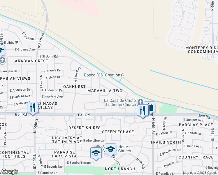 map of restaurants, bars, coffee shops, grocery stores, and more near 6034 East Anderson Drive in Scottsdale