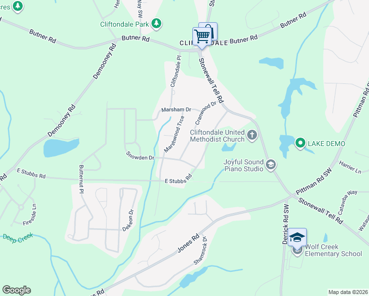 map of restaurants, bars, coffee shops, grocery stores, and more near 4110 Cranwood Drive in College Park