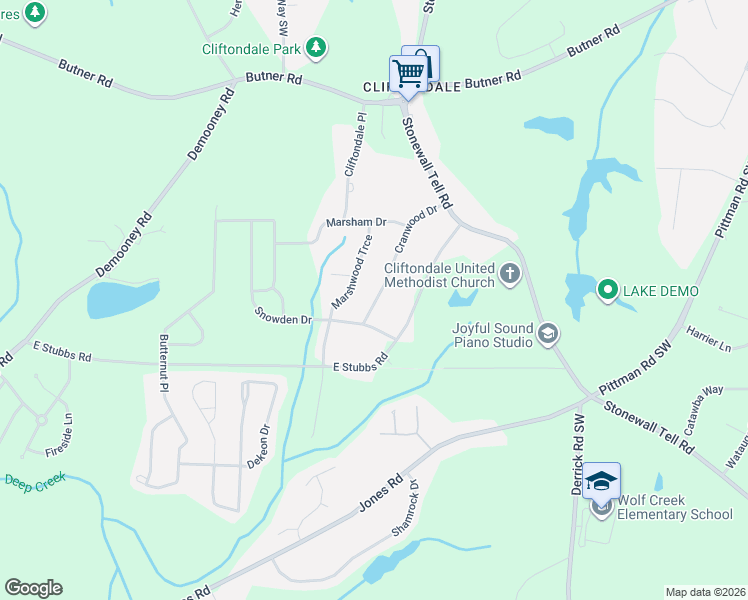 map of restaurants, bars, coffee shops, grocery stores, and more near 4110 Cranwood Drive in College Park