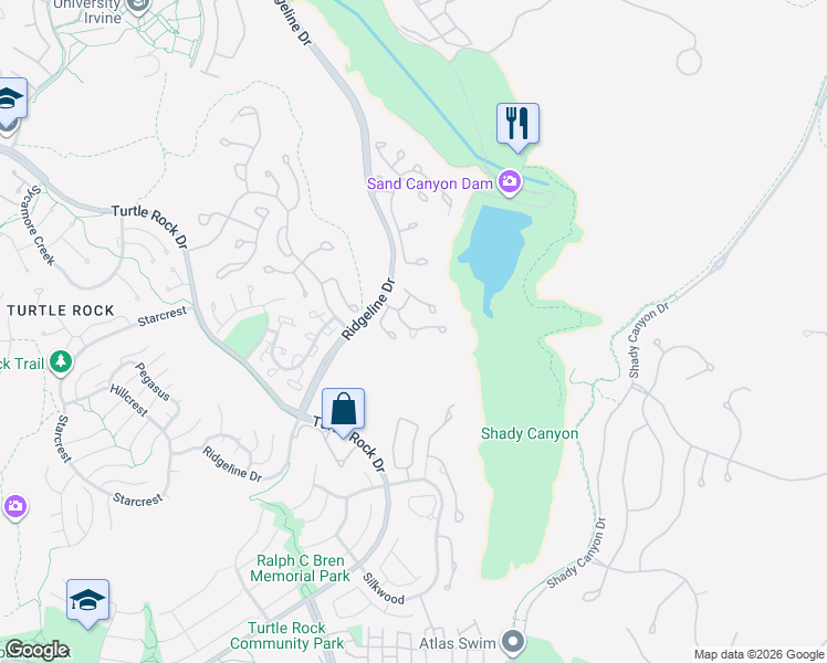 map of restaurants, bars, coffee shops, grocery stores, and more near 8 Sarena in Irvine