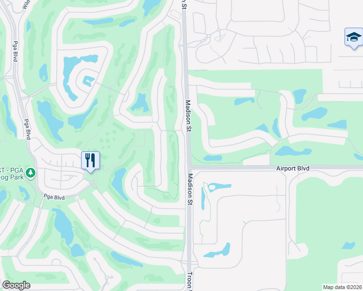 map of restaurants, bars, coffee shops, grocery stores, and more near 56023 Winged Foot in La Quinta