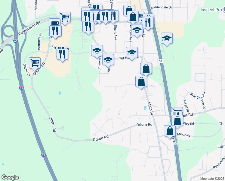 map of restaurants, bars, coffee shops, grocery stores, and more near 4370 Shivas Way in Gardendale