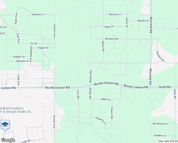 map of restaurants, bars, coffee shops, grocery stores, and more near 25285 Waldon Road in Menifee