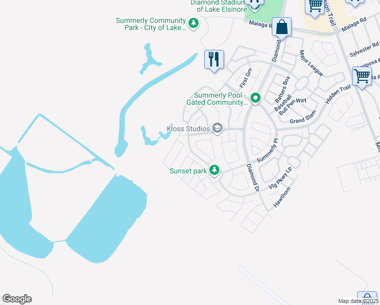 map of restaurants, bars, coffee shops, grocery stores, and more near 23119 Gardenia in Wildomar