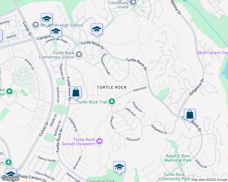 map of restaurants, bars, coffee shops, grocery stores, and more near 1 Mill Creek in Irvine