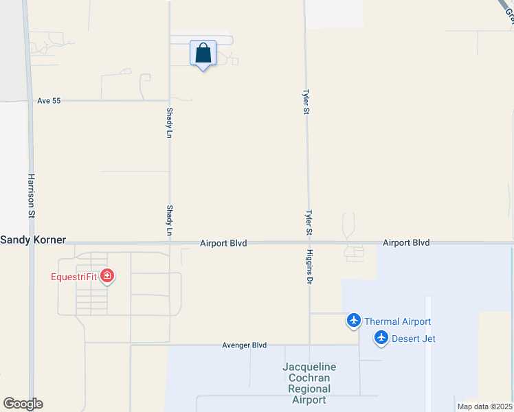 map of restaurants, bars, coffee shops, grocery stores, and more near 85884 Airport Boulevard in Thermal