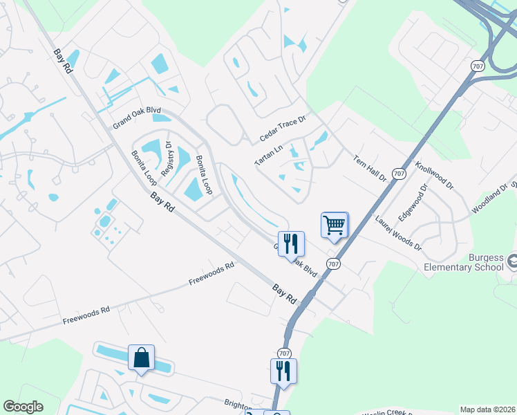 map of restaurants, bars, coffee shops, grocery stores, and more near 1578 Palmina Loop in Myrtle Beach