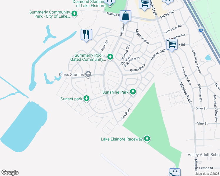 map of restaurants, bars, coffee shops, grocery stores, and more near 29430 Linden Place in Wildomar