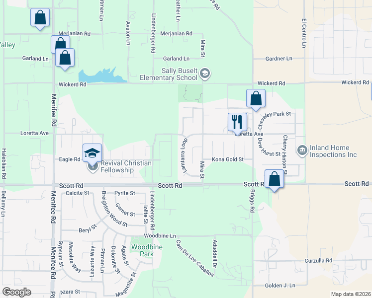 map of restaurants, bars, coffee shops, grocery stores, and more near 32870 Lamtarra Loop in Menifee