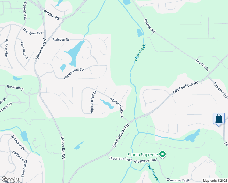 map of restaurants, bars, coffee shops, grocery stores, and more near 400 Highland Lake View in College Park