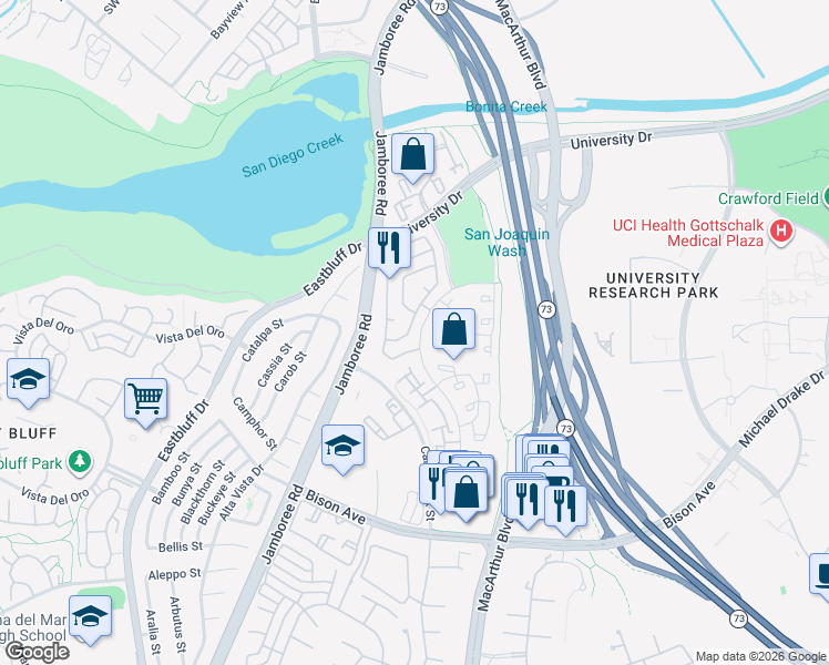 map of restaurants, bars, coffee shops, grocery stores, and more near 3006 Corte Hermosa in Newport Beach