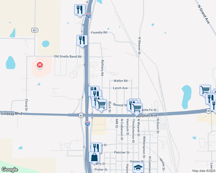 map of restaurants, bars, coffee shops, grocery stores, and more near 1816 Buck Street in Gainesville