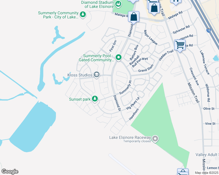 map of restaurants, bars, coffee shops, grocery stores, and more near 29244 Date Palm in Lake Elsinore