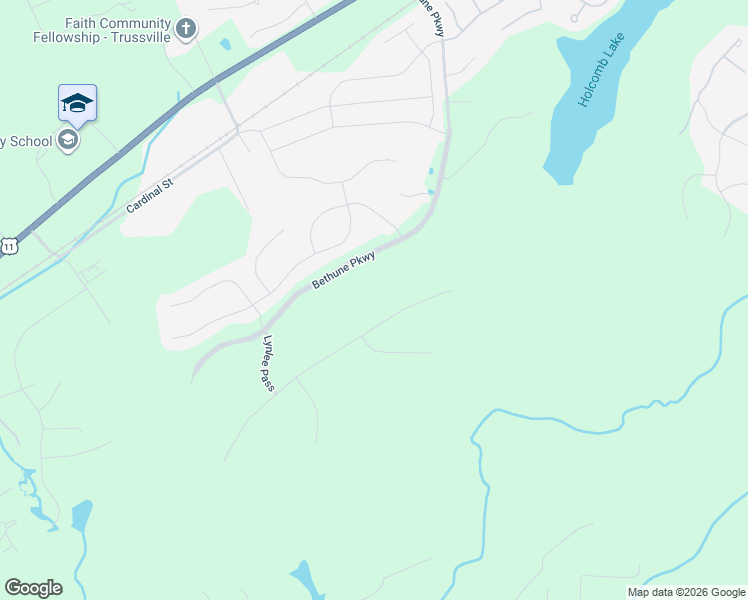 map of restaurants, bars, coffee shops, grocery stores, and more near 7701 Bethune Parkway in Trussville