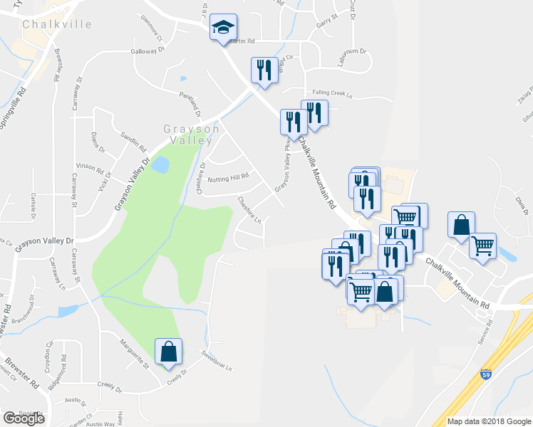 map of restaurants, bars, coffee shops, grocery stores, and more near 4717 Cheshire Circle in Birmingham