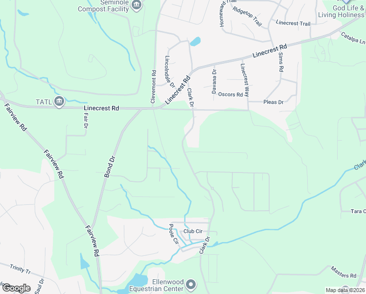 map of restaurants, bars, coffee shops, grocery stores, and more near 104 Clark Drive in Ellenwood