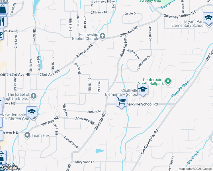 map of restaurants, bars, coffee shops, grocery stores, and more near 2244 8th Street Northeast in Center Point
