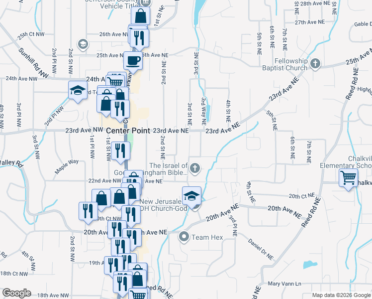map of restaurants, bars, coffee shops, grocery stores, and more near 2236 3rd Street Northeast in Birmingham