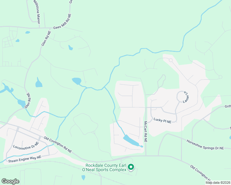 map of restaurants, bars, coffee shops, grocery stores, and more near 2620 Brynlyn Court Northeast in Conyers