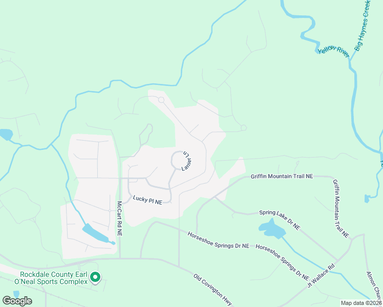 map of restaurants, bars, coffee shops, grocery stores, and more near 3410 Lanier Lane in Conyers