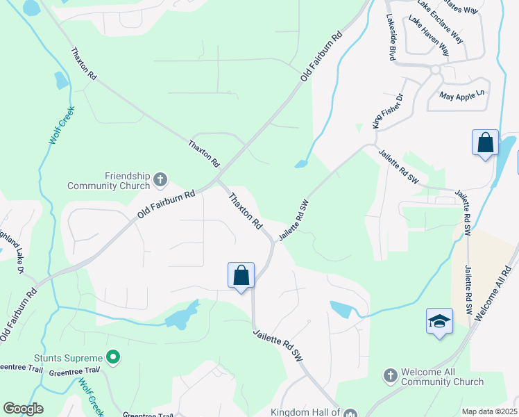 map of restaurants, bars, coffee shops, grocery stores, and more near 4065 Thaxton Road in Atlanta