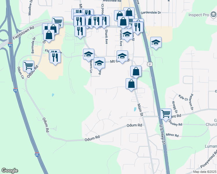 map of restaurants, bars, coffee shops, grocery stores, and more near 334 Gowins Drive in Gardendale