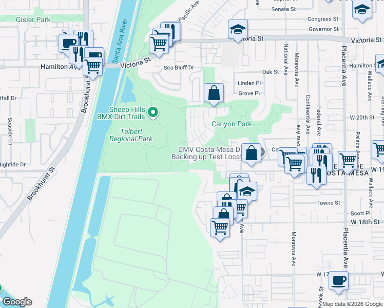 map of restaurants, bars, coffee shops, grocery stores, and more near 35 Balboa Boulevard in Newport Beach