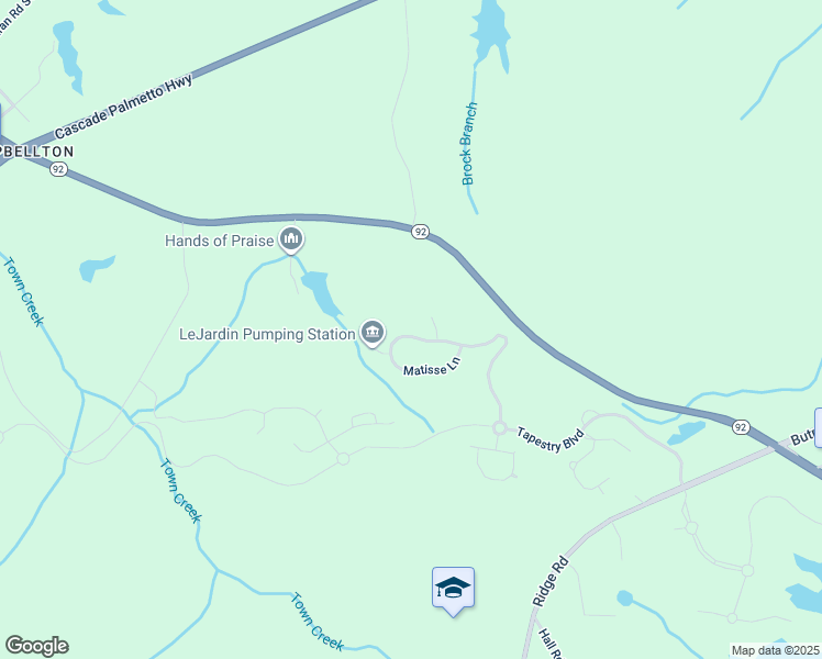 map of restaurants, bars, coffee shops, grocery stores, and more near 4207 Matisse Lane in Fairburn