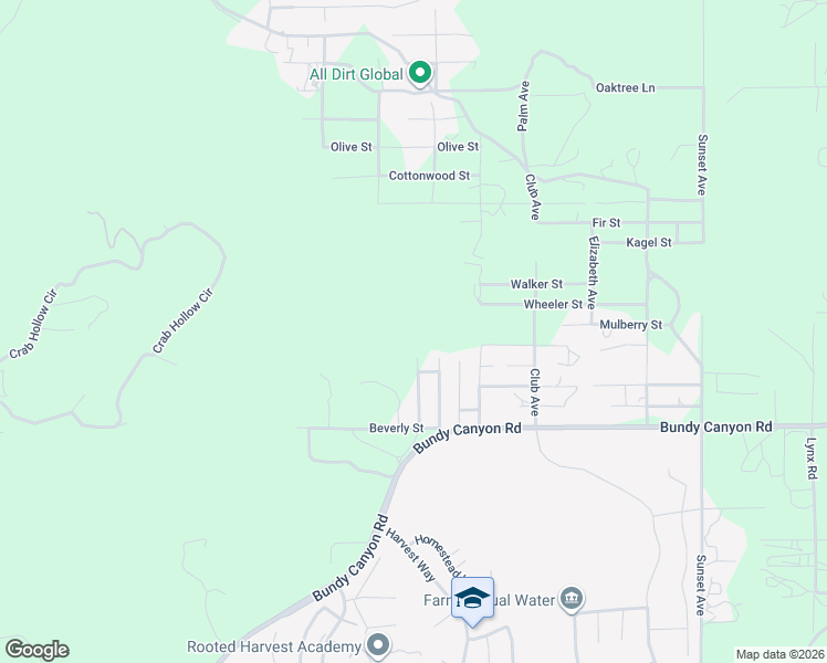 map of restaurants, bars, coffee shops, grocery stores, and more near Upton Drive in Wildomar