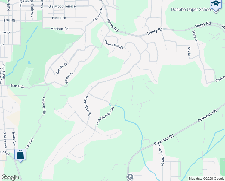 map of restaurants, bars, coffee shops, grocery stores, and more near 530 Paige Hill Road in Anniston