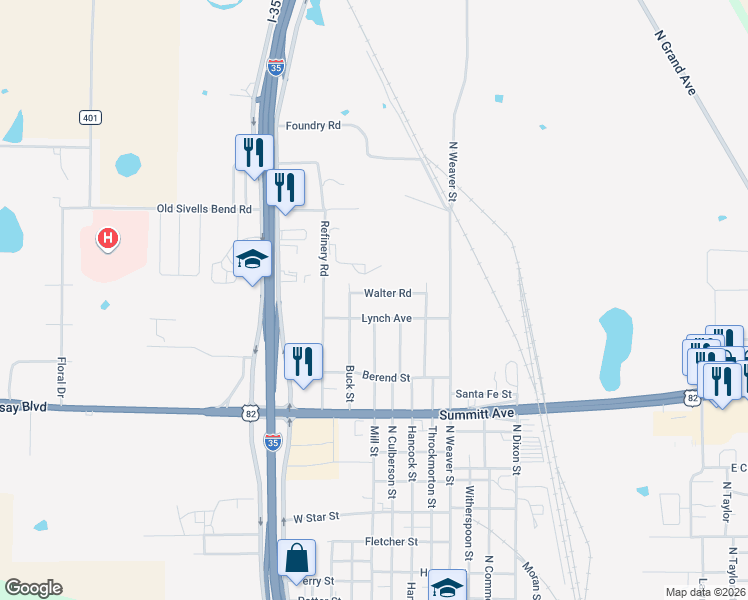 map of restaurants, bars, coffee shops, grocery stores, and more near 705 Walter Road in Gainesville