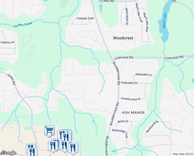 map of restaurants, bars, coffee shops, grocery stores, and more near 3189 Noah's Lane in Ellenwood