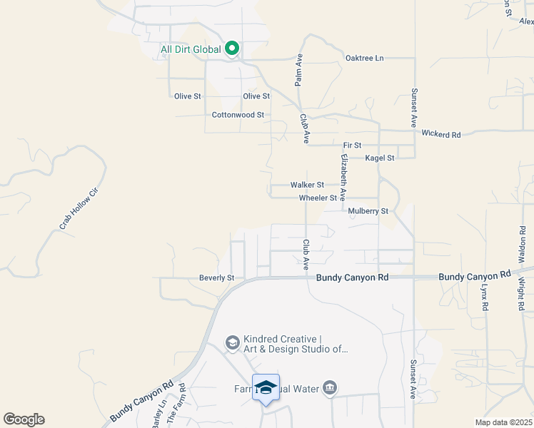 map of restaurants, bars, coffee shops, grocery stores, and more near Palm Avenue in Wildomar