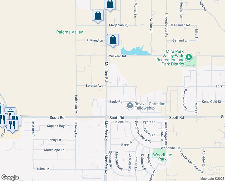 map of restaurants, bars, coffee shops, grocery stores, and more near 32758 Kendal Court in Menifee