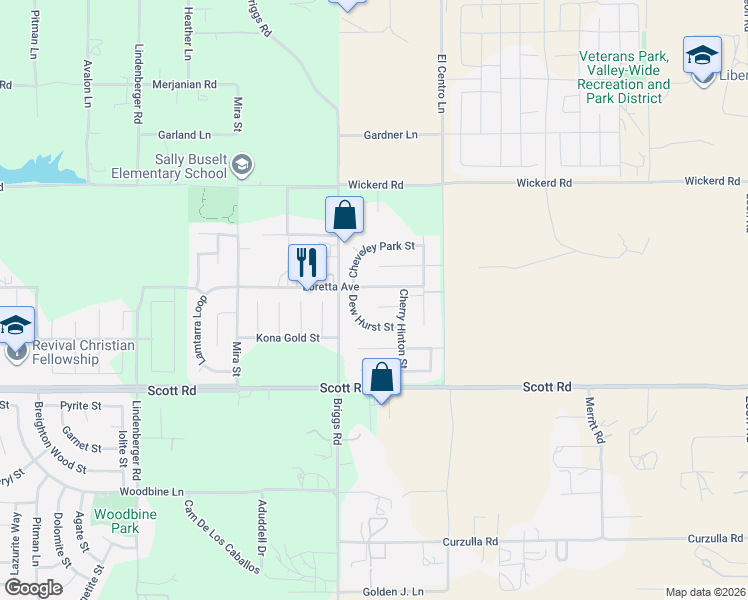 map of restaurants, bars, coffee shops, grocery stores, and more near 30153 Loretta Avenue in Menifee