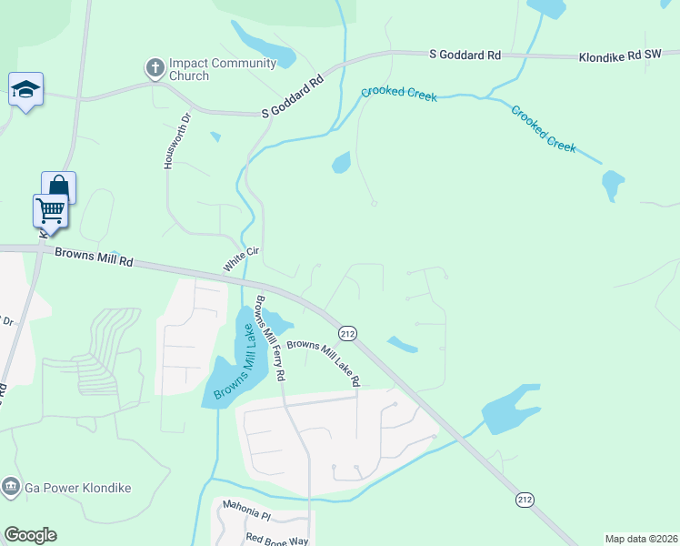 map of restaurants, bars, coffee shops, grocery stores, and more near 8487 Browns Mill Trce in Stonecrest