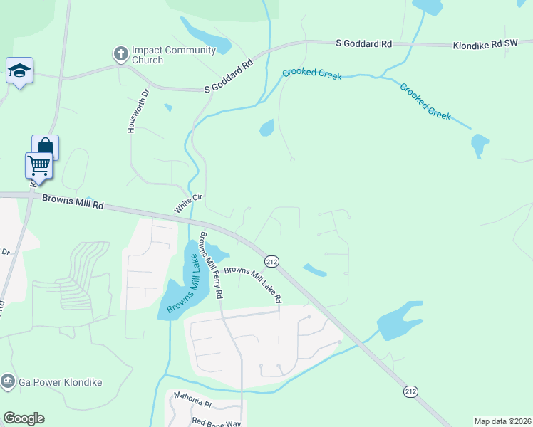 map of restaurants, bars, coffee shops, grocery stores, and more near 8487 Browns Mill Trce in Stonecrest