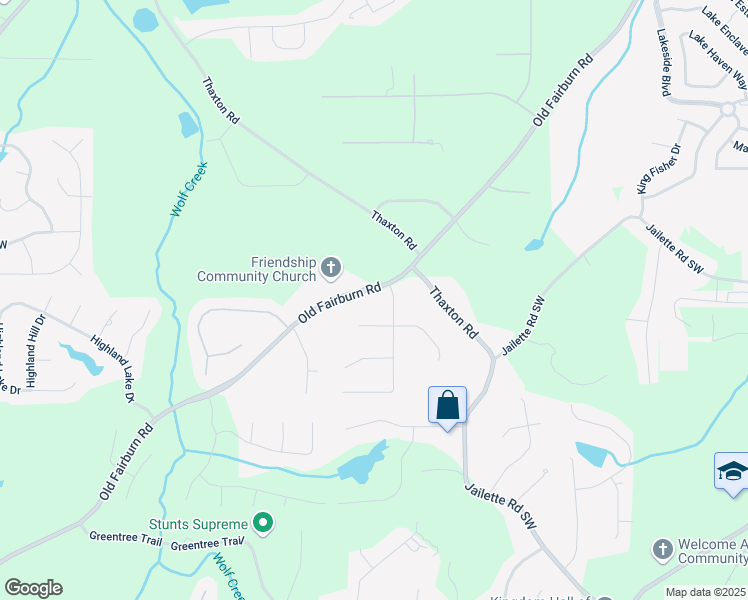 map of restaurants, bars, coffee shops, grocery stores, and more near 4050 Old Fairburn Road in Atlanta