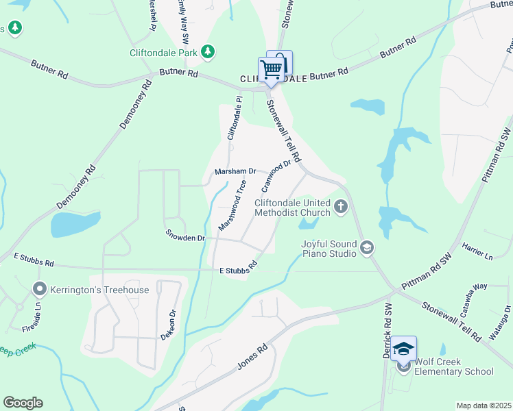 map of restaurants, bars, coffee shops, grocery stores, and more near 4065 Cranwood Drive in College Park