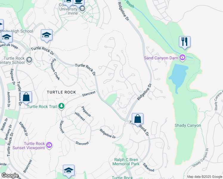 map of restaurants, bars, coffee shops, grocery stores, and more near 3 Longbourn Aisle in Irvine