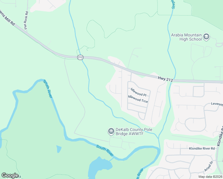 map of restaurants, bars, coffee shops, grocery stores, and more near 5999 Kingston Wood Way in Stonecrest