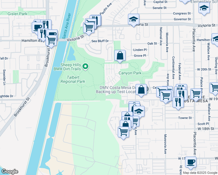 map of restaurants, bars, coffee shops, grocery stores, and more near 35 Balboa Boulevard in Newport Beach